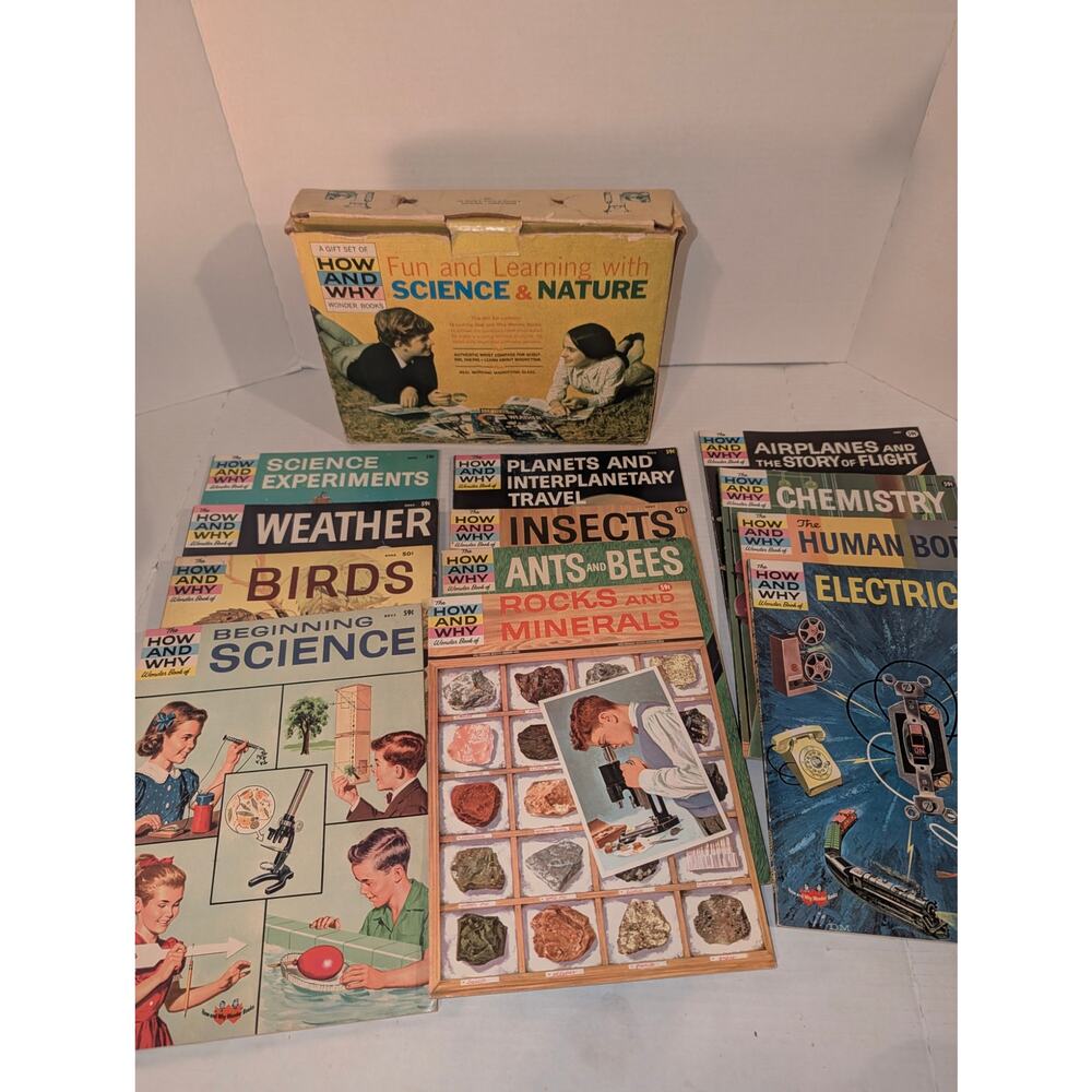 Vintage 1960's Box 17 HOW & WHY Wonder Books Science Nature History Never Read